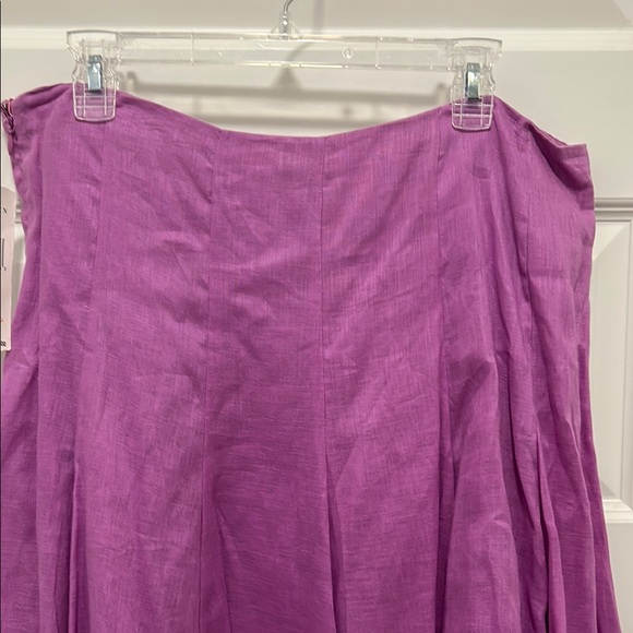 Ralph Lauren Purple A-Line Pleated Skirt Size 14 100% Linen Lined Side Zip NWT! - Picture 2 of 11